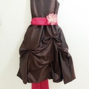 NWT-Made in USA, Party Dress, Size:4, Brown